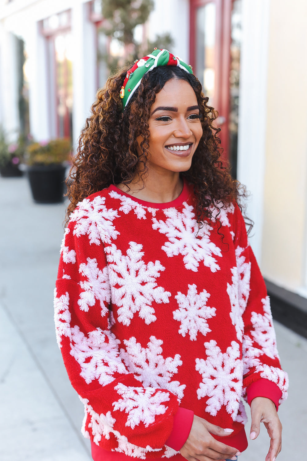 Santa Present Charms & Rhinestone Top Knot Holiday Headband